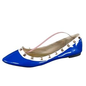 Cherish Womens Ballet Flats Size 8 Blue Patent Synthetic Studded Pointed Toe